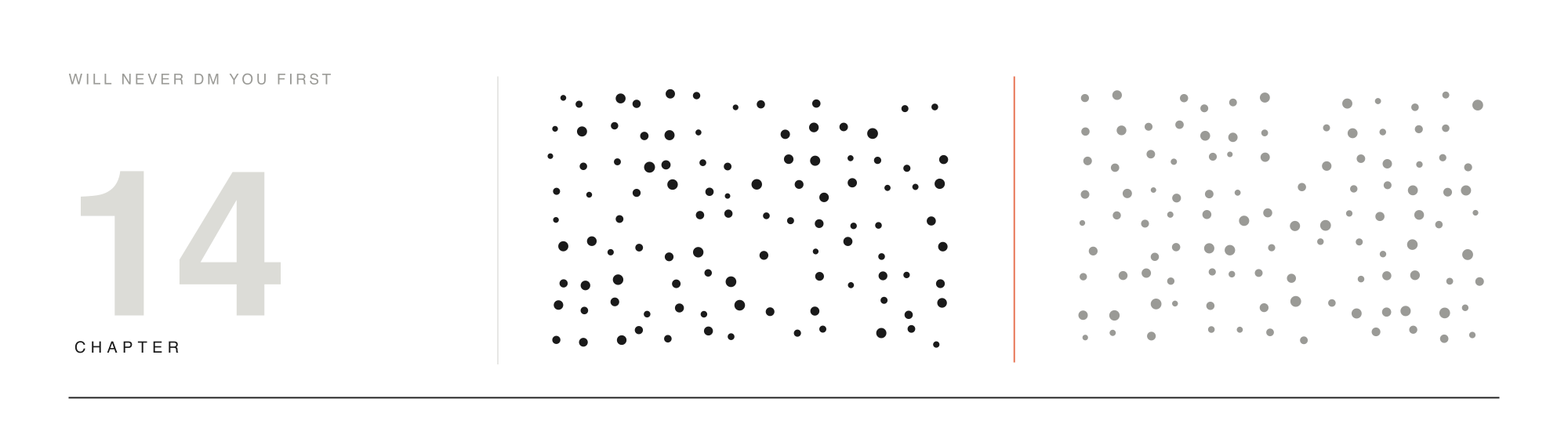 Two opposing fields of dots meeting at an accent seam — the ecosystem battlegrounds.